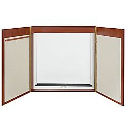 Quartet Outlet Veneer Conference Room Cabinet, 48" x 48", White Board, Oak Frame