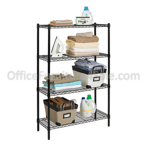 GHL Outlet Wire Shelving, 4 Shelves, 54"H x 36"W x 14"D, Black