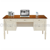 Realspace Outlet Shore Collection Executive Double-Pedestal Computer Desk, 29 15/16"H x 59 1/16"W x 23 5/8"D, Antique White/Cherry