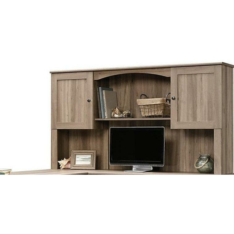 Sauder Harbor View Computer Desk with Hutch in Salt Oak