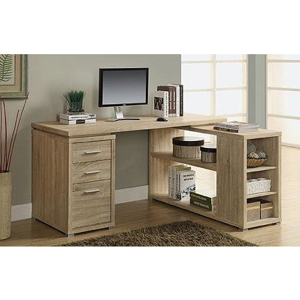 Monarch Specialties L-Shaped Computer Desk With Storage, Natural