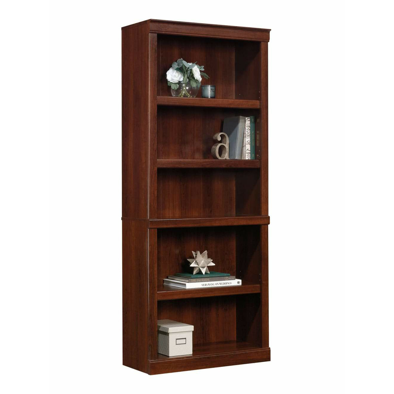 10 SHELF 12.5 X 58.1/4 SOLID CHERRY WOOD, WALL MOUNT ORGANIZER, 5 DEEP  SHELVES